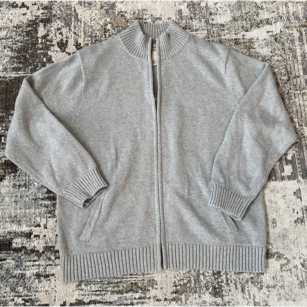 L.L. Bean Men’s Full Zip Sweater Jacket Grey Size Large 258292 EUC